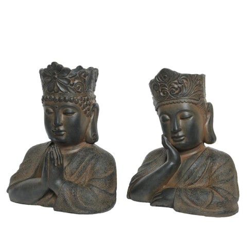 STATUA BUDDHA 2ASS BROWN H53.5